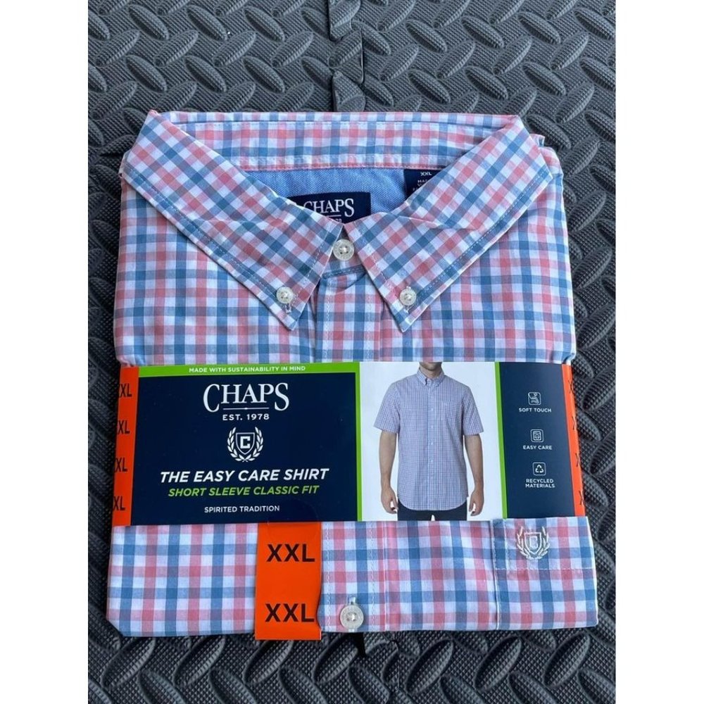 Chaps Casual Button Down Shirt in Pink and Blue